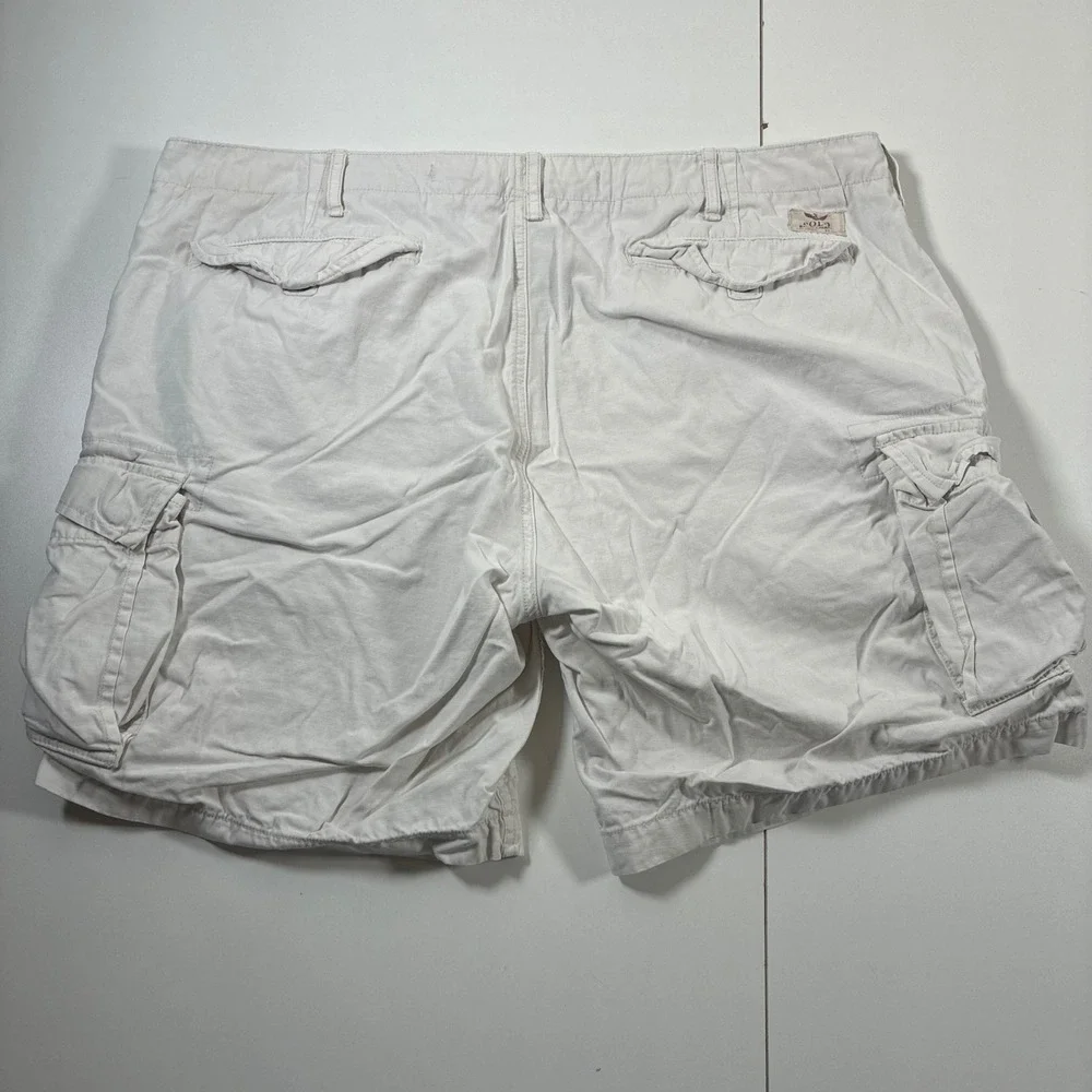 Polo Ralph Lauren Cargo Shorts 40 White Ripstop Utility Flap Pockets Military